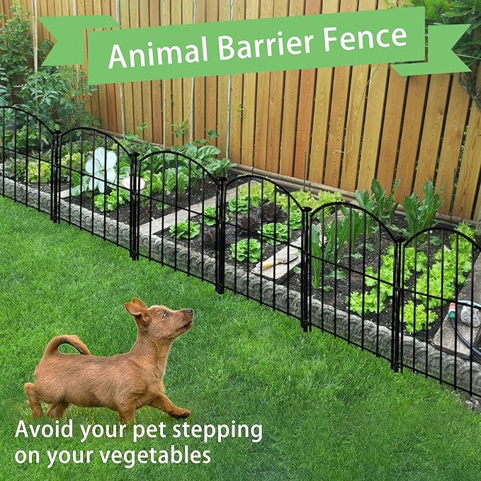 Decorative Garden Fence 17in(H)x13in(W), 26 Pack Rustproof Metal No Dig Fence Animal Barrier for Dog, Arched Flower Bed Edging Ornamental Wire Border Panel Fencing for Yard Patio Outdoor Decor