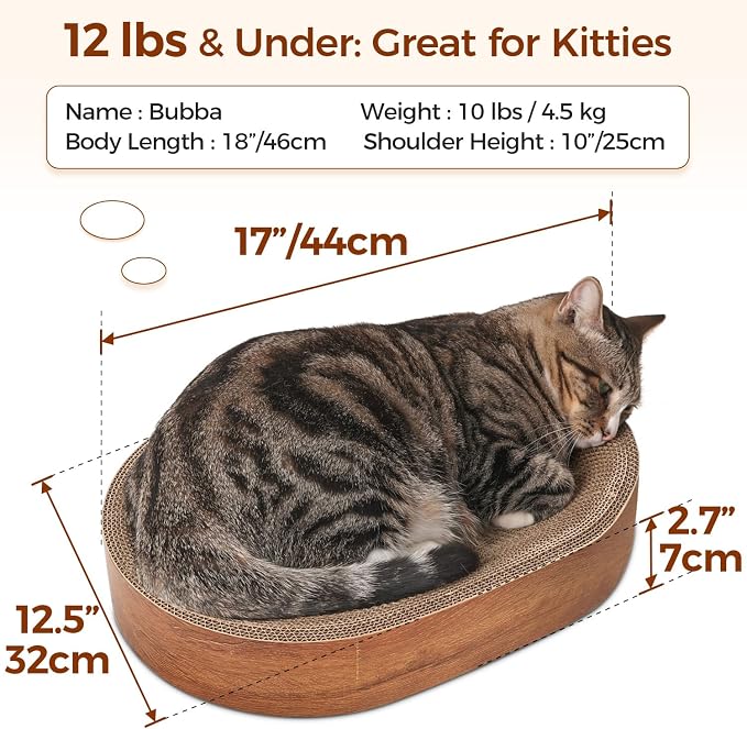 ComSaf Cat Scratcher Bed, Oval Cardboard Scratching Board for Indoor Cats | Shallow Bowl Shape,Scratch Pad Surface, Corrugated Cardboard, Furniture Protection, Cat Lounger, Claw Care