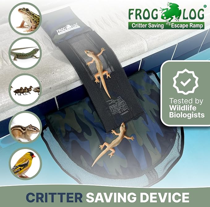 SWIMLINE HYDROTOOLS Frog Log - Small Animal Saving Escape Ramp for Pools & Spas - Heavy Duty Material Pool Critter Escape Ramp - Reduces Maintenance - Camo