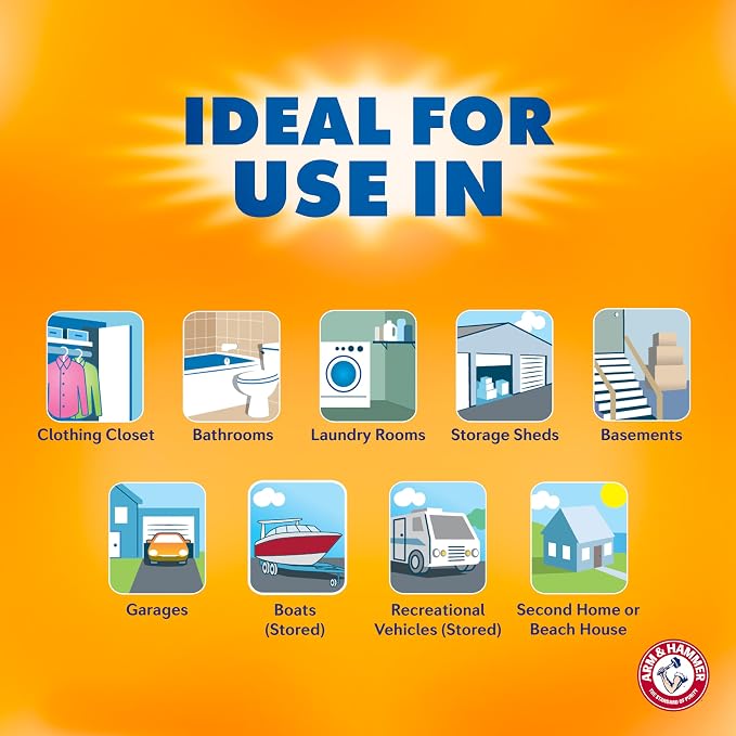 Arm & Hammer Essentials Disposable Moisture Absorber and Odor Eliminator Tub, Fragrance Free, 1 lb., Attracts and Traps Excess Moisture, Ideal Closet Dehumidifier (Pack of 3)