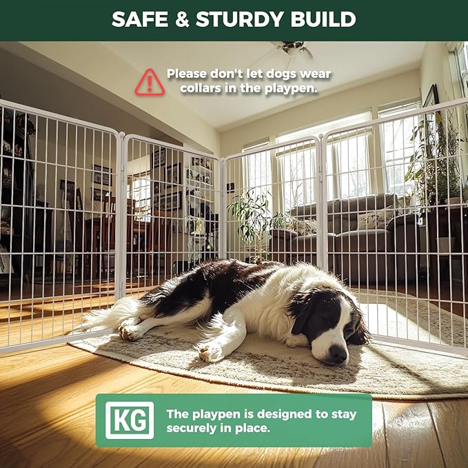 FXW Homeplus Unleashed Indoor Dog Playpen - Stress-Free and Safe Play, Heavy Duty 40 Inch 32 Panels Dog Pen for Medium and Large Dogs, White│Patented