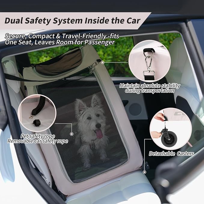 EchoSmile 4 Wheels Pet Stroller, Dog & Cat Stroller for All-Season, Lightweight Carrier with Storage Basket, Adjustable Handle, Removable Pad, Breathable Mesh, Up to 135 lbs, Pink
