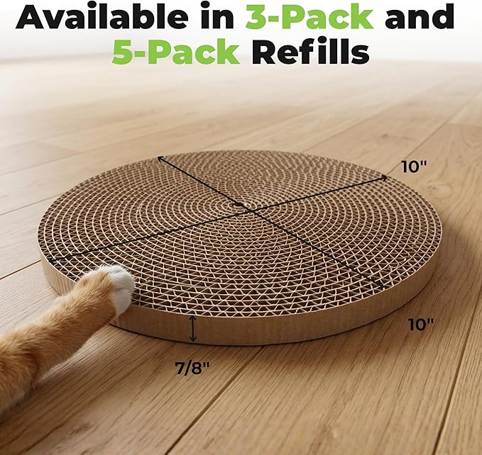 Best Pet Supplies Catify Cat Scratcher, Fun Interactive Scratchers, Posts, Poles, Claw Safe, Furniture Saver Indoor Play Support Natural Cat Behaviors Heavy Duty - Round(3 Pack)