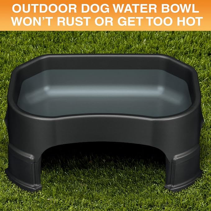 Neater Pet Brands Extra Large Water Bowl for Dogs, Elevated Outdoor Dog Water Bowl (1.25 Gallon XL Capacity), Big Trough Style Food Dish for Indoors or Outside, No Spill Large Dog Bowls, Black