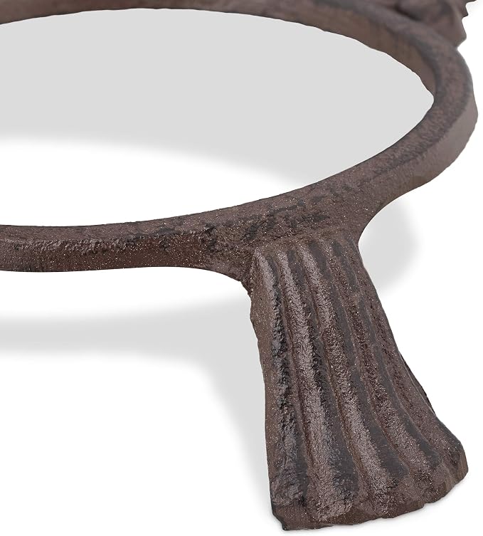 Relaxdays Cast Iron Feeding Station for Cats & Dogs, 3 Stainless Steel Bowls, Antique, Handle, Outdoor, Dark Brown, 37 x 31.5 x 30 cm