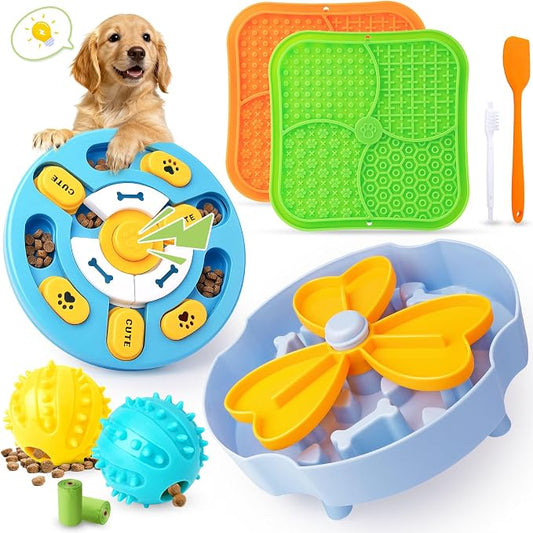 Forfon Curated Dog Puzzle Toys for Boredom and Mental Stimulation, 10-Pack Enrichment Toy Set with Slow Feeder Bowl, Lick Mat & Treat Ball to Keep Dogs Busy and Engaged