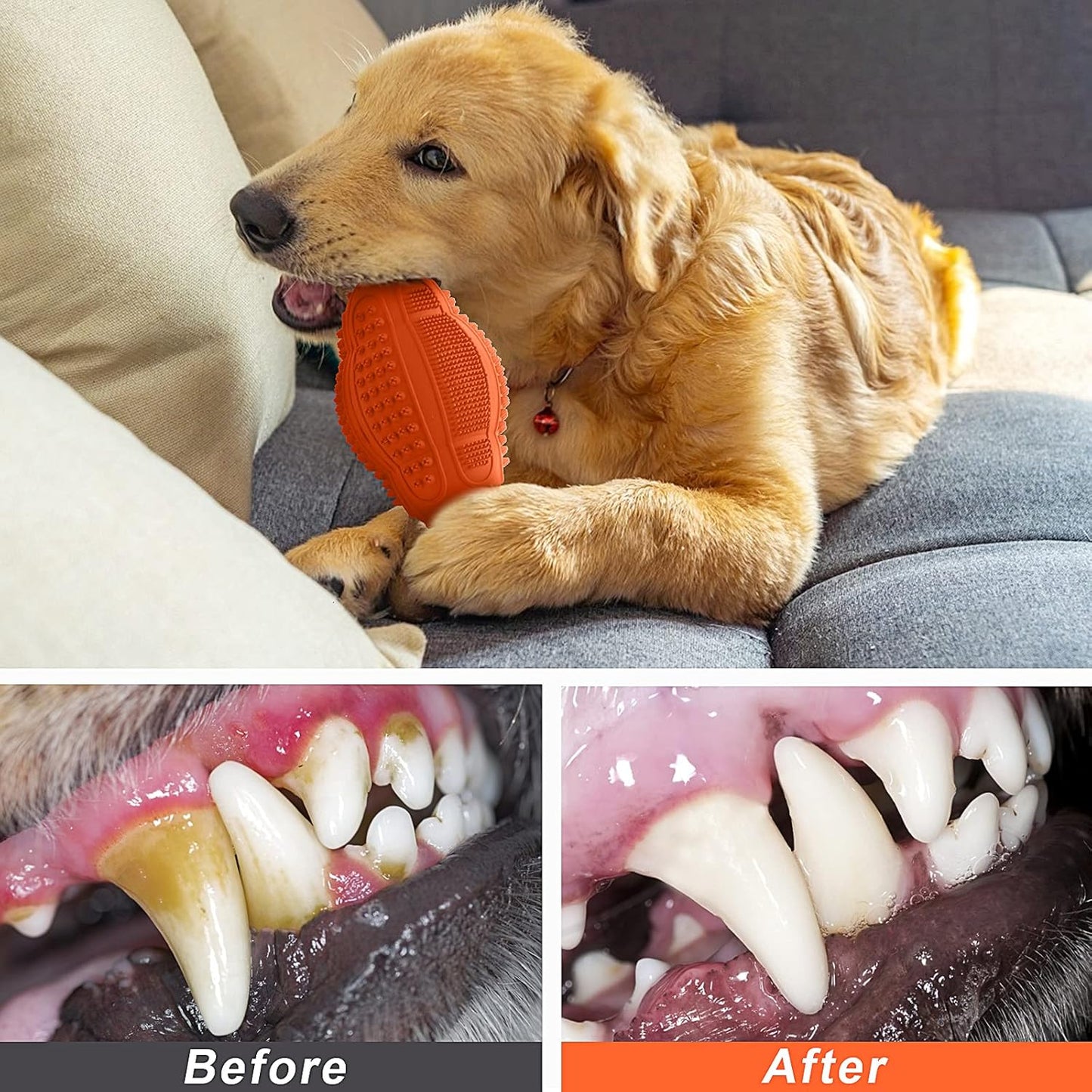 LUKITO Dog Chew Toys 3 Pack for Aggressive Chewers, Multifunctional Teeth Cleaning and Gum Massage, Tough Toys with Natural Rubber for Large and Medium Dog