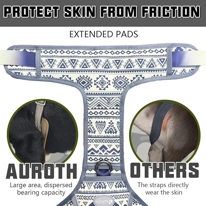 AUROTH Tactical Dog Harness for Large Dogs No Pull Adjustable Pet Harness Reflective K24 Working Training Easy Control Pet Vest Military Service Dog Harnesses