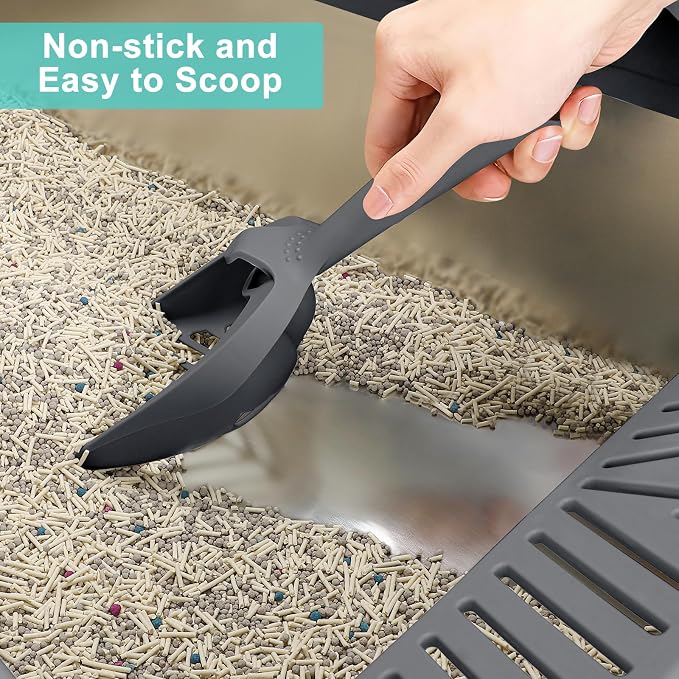 AIPERRO Stainless Steel Litter Box | XL Enclosed Cat Litter Boxs with Lid for Big Cats | High Sided, Anti-Urine Leakage | Non-Stick Bottom & Includes Scoop