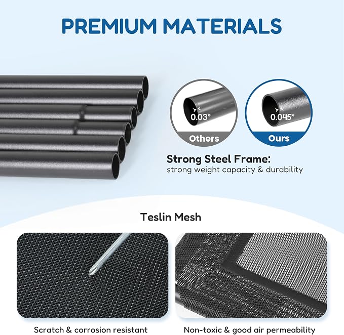 Cooling Elevated Dog Cot Bed Outdoor Raised Portable Dog Beds No-Slip Feet Portable Durable Pet Hammock Bed, 49x31.5x8 Inch, Black