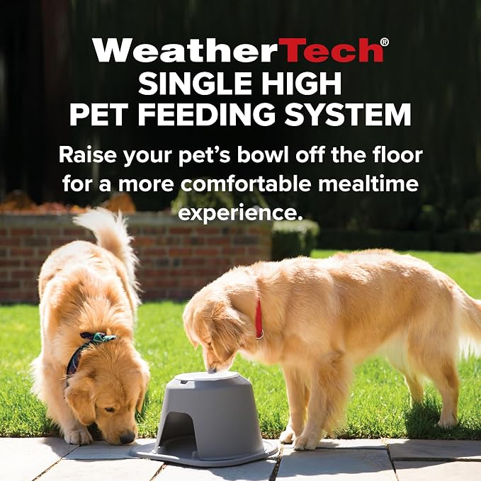 WeatherTech Single High Pet Feeding System w/Plastic Dog/Cat Bowls - 3" High Stand Tan (PSH0803TNTN)