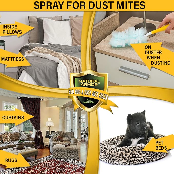 Bed Bug & Dust Mite Killer Natural Spray Treatment for Insects - Mattresses, Covers, Carpets & Furniture - Fast Extended Protection. Pet & Kids Safe - No Toxins or Chemicals 128 oz Gallon