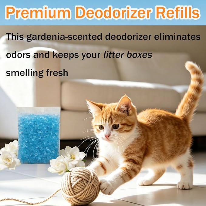 12 Packs Cat Litter Deodorizer Refills Compatible with Whisker OdorTrap Pod | Odor Eliminator for Self-Cleaning and Traditional Litter Boxes (Gardenia)