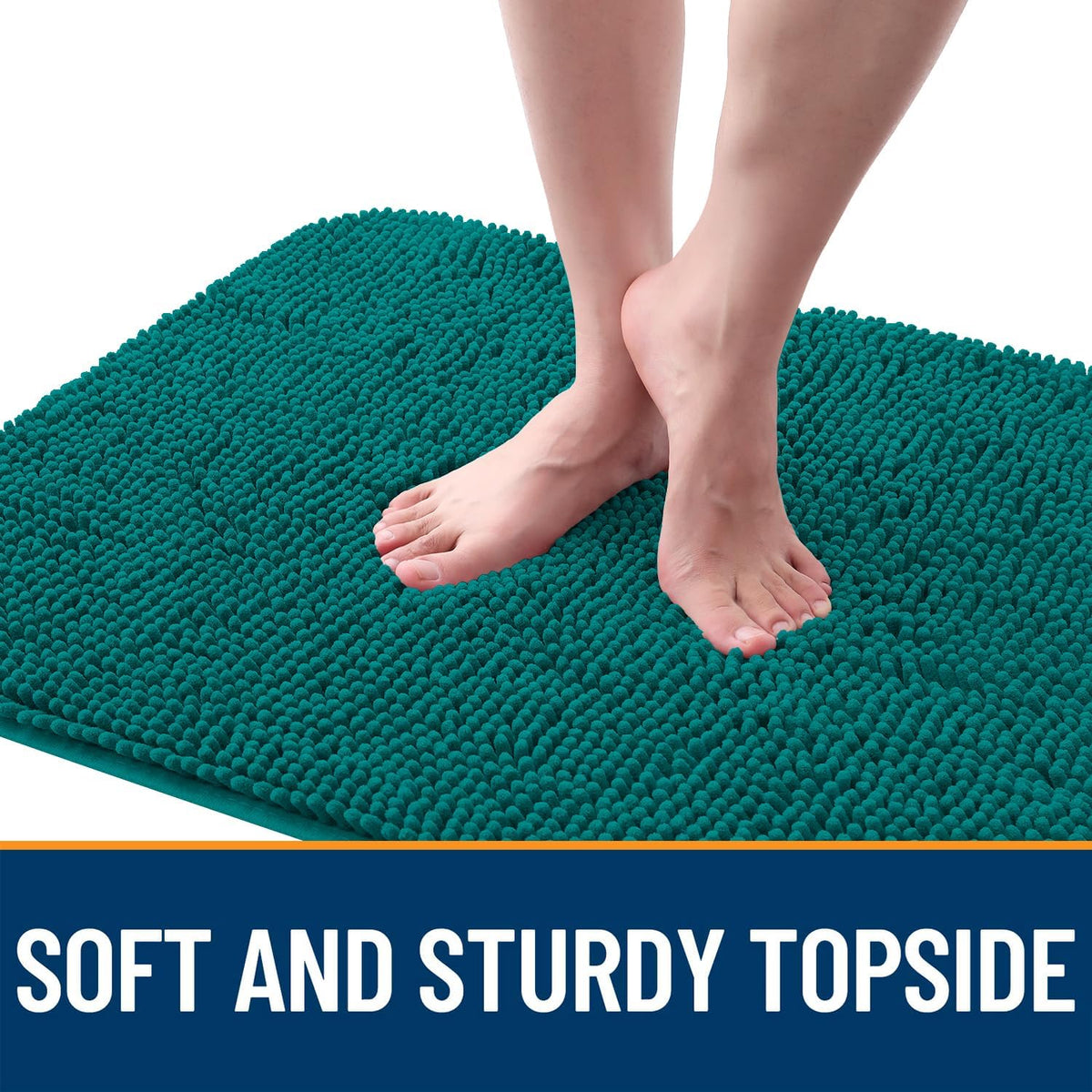 OLANLY Dog Door Mat for Muddy Paws 44x24, Absorbs Moisture and Dirt, Absorbent Non-Slip Washable Doormat, Quick Dry Chenille Mud Mat for Dogs, Entry Indoor Entryway Carpet for Inside Floor, Lake Blue