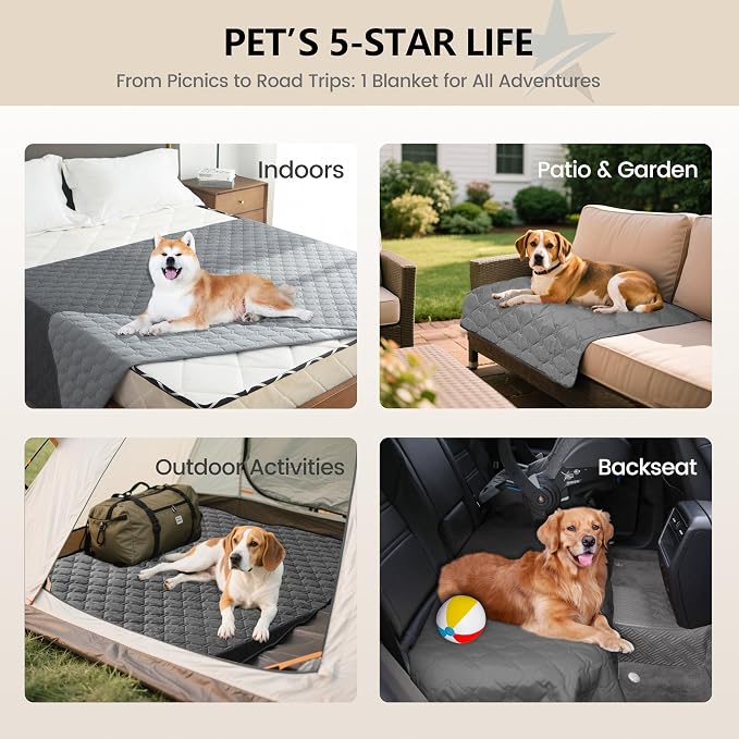 gogobunny 3X Stronger Waterproof Pet Blanket, Scratch Proof Furniture Protector for Dogs Cats, Reversible Cover 30x70 Inch, Dark Grey/Light Grey (Pack of 2)
