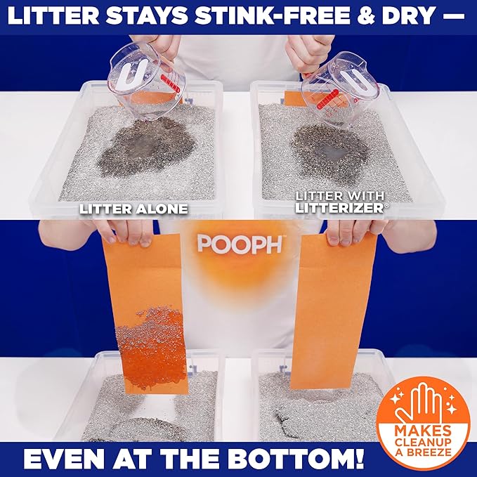 Pooph Litterizer – 16oz Bottle – Absorbs 46x Weight In Wetness & Odor – Keeps Litter Dry, Reduces Mess, Reduce Litter Costs And Get A Stink-Free Litter Box – Without Fragrances Or Harsh Chemicals