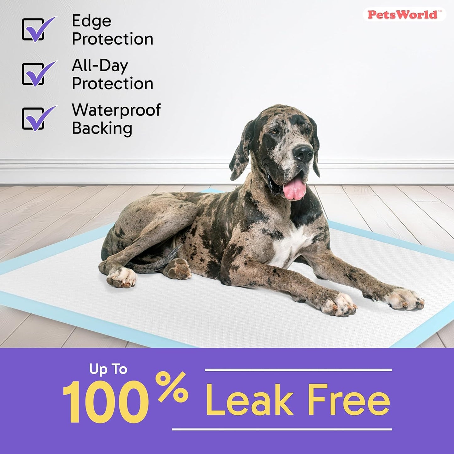 PETSWORLD Giant Dog Potty Pads, Odor-Eliminating, 36" x 36", Ultra Absorbent 5-Layer Leak-Proof Training Pads for Dogs & Cats (36x36, 400 Count)