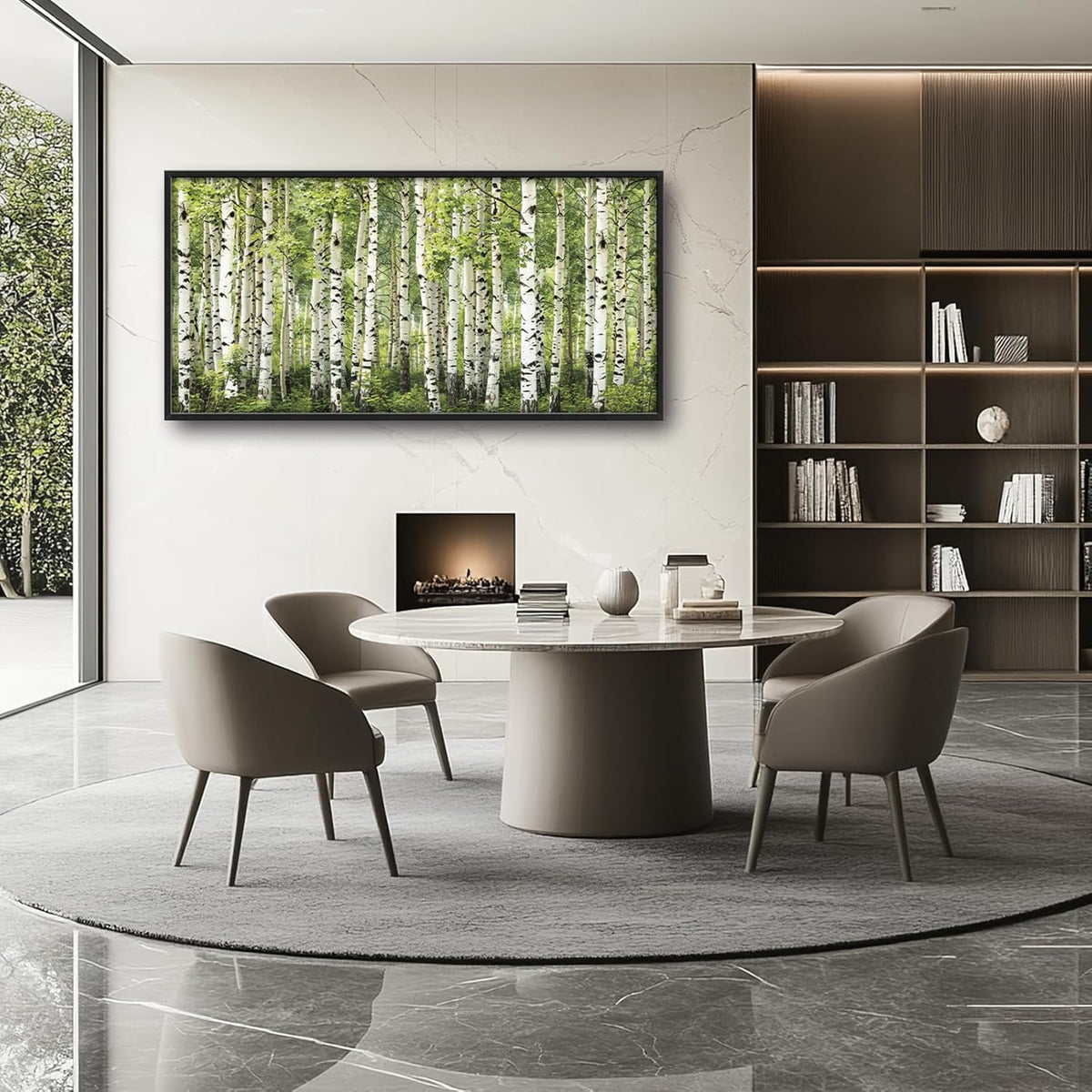 Extra Large Birch Tree Framed Wall Art for Living Room,Oversized Green Aspen Trees Forest Pictures Wall Decor,Canvas Print Painting Modern Artwork Bedroom Office Bathroom 60L" x 30W"
