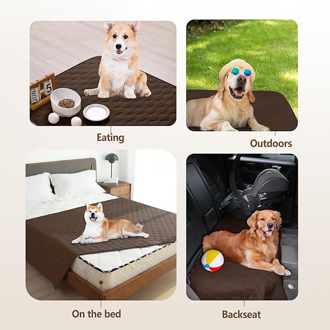 gogobunny 3X Stronger Waterproof Pet Blanket, Scratch Proof Furniture Protector for Dogs Cats, Reversible Cover 30x30 Inch, Dark Chocolate