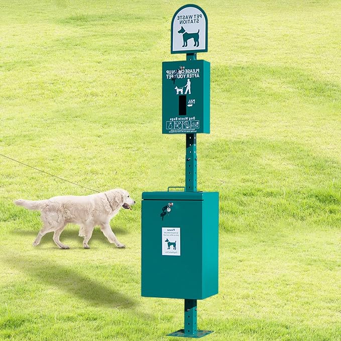 Floor-Standing Pet Waste Bin 26.4 Gal,with Dog Poop Sign,Household‌ Pet Feces Collectors Vertical,for Outdoor,Park,Garden,Street