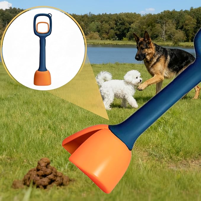 Dog Poop Scooper - Scooper for Small Medium Large Dogs - Indoor and Outdoor Cleaning Tool & Pooper Scooper with Short Handle (Blue)