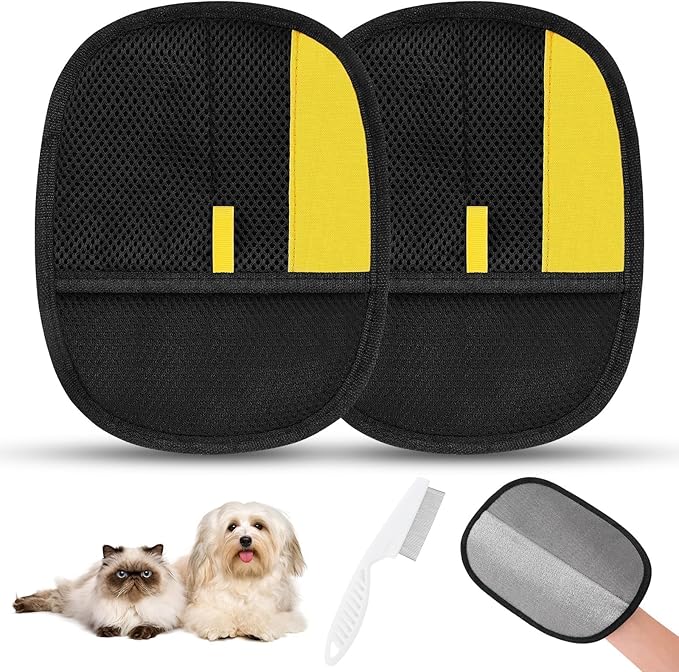 SAWMONG Pet Hair Removal Glove, 2Pcs Cat & Dog Reusable Pet Hair Remover Gloves New Upgrade, Grooming Pet Hair Remover Tool