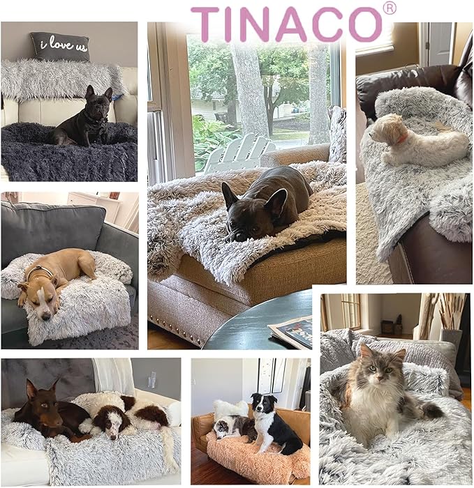 Luxurious Calming Dogs/Cats Bed Mats, Dog Pad Washable Removable Couch Cover, Plush Long Fur Mat for Pets, Waterproof Lining, Perfect for Small, Medium and Large Dogs and Cats (Pink, 53"x39")