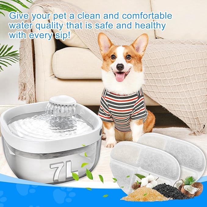 8 Pack Dog Water Bowl Filter Compatible with FEELNEEDY 7L/1.8Gal Pet Water Fountain(FN-W05), Cat Drinking Fountains Filters Replacement Fit for Automatic Dispenser for Dogs