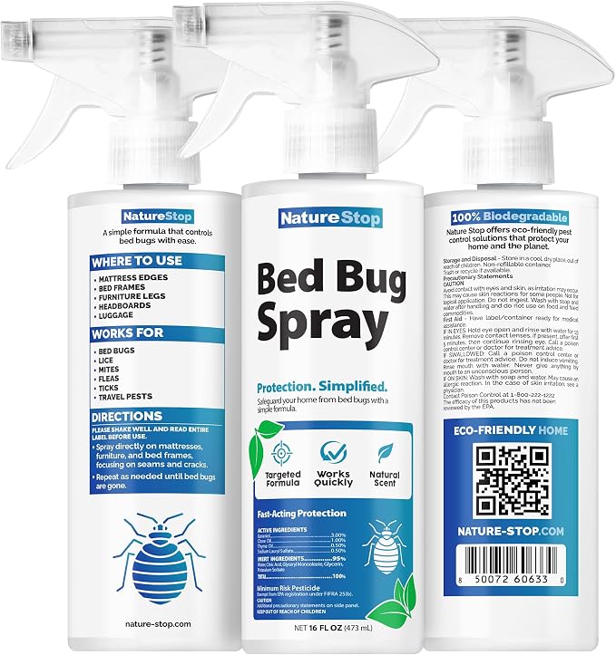 Bed Bug Spray | Targets Bed Bugs & Eggs, Pet & Family Friendly, Plant-Based Active Ingredients, For Mattresses & Luggage, Stain-Free Formula