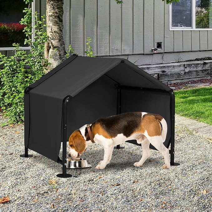 Dog Shade for Outside,29.5”x25.6”x25.6” Dog House Tent for Small Dog | Outdoor Dog Kennel for Small Dog, Sun Rain Pet Canopy House for Dogs, Waterproof Pet Sahde Shelter for Small Animal, Black