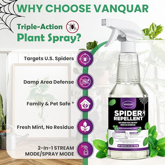 Peppermint Oil Insect & Spider Repellent Spray - All-Natural, Pet-Safe Bug Control for Home, Kitchen & Garden - 16 oz