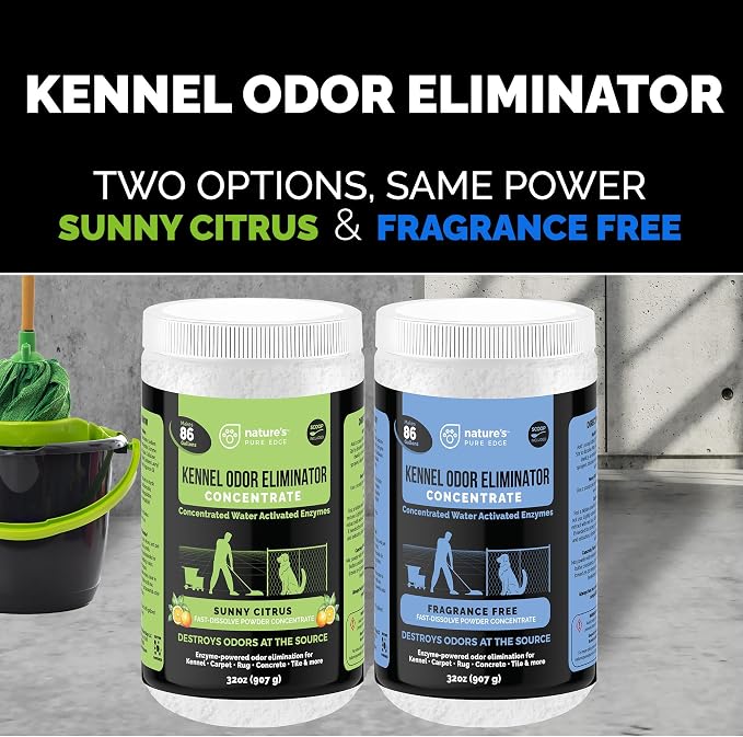 Nature's Pure Edge Enzyme Powder Concentrate, Sunny Citrus | Makes 86 Gallons, Professional Use for Kennel and Pet Odor Elimination, Removes Urine Poop from Carpets Floors