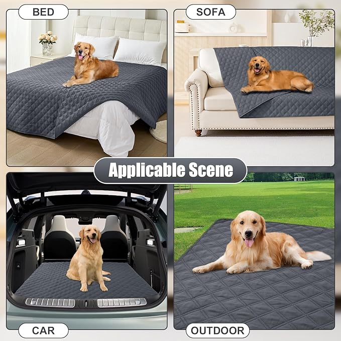 Smiry Waterproof Dog Bed Cover Pet Blanket, Soft Washable Dog Blanket for Furniture Bed Couch Sofa Reversible, Checkered (30"x53", Dark Grey/Dark Grey)
