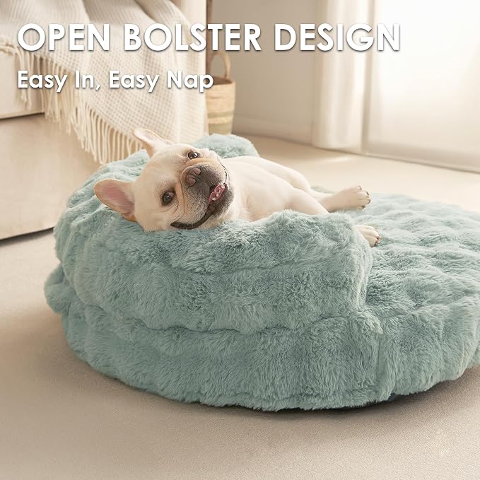 EHEYCIGA Dog Bed Medium Size Dog, Fluffy Small Dog Couch with Removable Washable Cover, Bolster Pet Sofa, Waterproof and Non-Slip, 30" x 30"x 8.5", Green