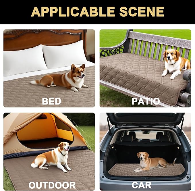 PrinceDeco Waterproof Dog Blanket Replacement Dog Bed Cover with Anti-Slip Back Washable Large Pet Blanket for Furniture Bed Couch Sofa(32x82 Inch,Taupe)