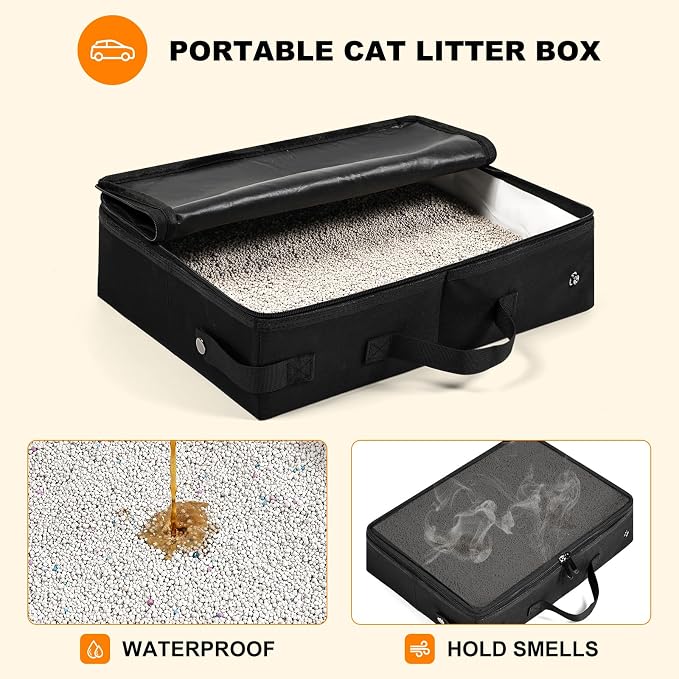 Pidipiti 20 x 14 x 14 Expandable car Travel Carrier for 1 Small-Medium cat,with a Portable Leakproof Litter Box