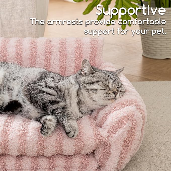 Hollypet Cat Bed Small Dog Orthopedic Couch Beds for Pets up to 13 lbs | Fluffy Multifunctional Double-Layer Warming Kitten Pet Couch Orthopedic Beds with Machine Washable Cover and Non-Slip Bottom