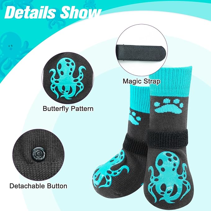 EXPAWLORER Anti Slip Dog Socks to Prevent Licking Paws,Winter Dog Boots & Paw Protectors,Dog Booties for Hardwood Floors with Grippers,Dog Shoes for Hot/Cold Pavement Small Medium Large Senior Dog