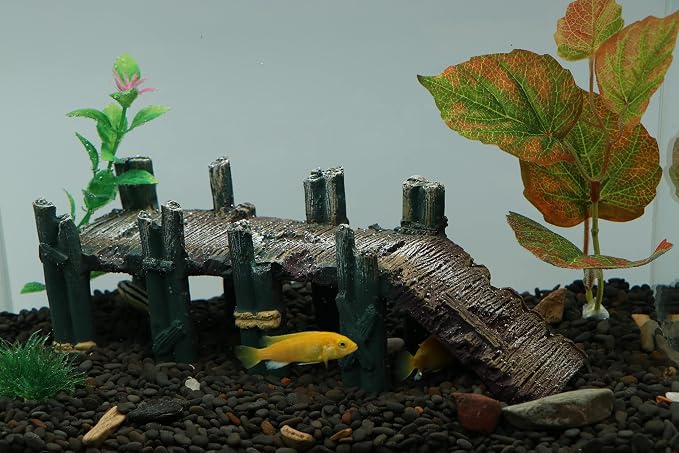 AQUA KT Aquarium Single-Plank Arch Bridge Drawbridge Rock for Cichlid Guppy Betta Glofish Fish Tank Landscape Decoration