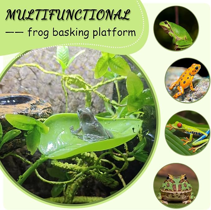 Tree Frog Terrarium Accessories, 3PCS Turtle Basking Platform | Aquarium decor with 3 suction cups, multifunctional reptile tank accessories for leopard gecko, snake, gecko, bearded dragon