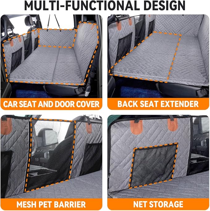 YJGF Hard Bottom Dog Car Seat Cover for Full-Size Trucks,Back Seat Extender | Strong Support,More Rest Space,Waterproof, Scratch Resistant,Car Seat Protector,Dog Hammock for Full-Size Truck