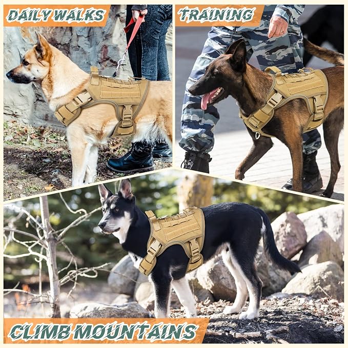 WINGOIN Tactical Dog Harness for Medium Dogs,Heavy Duty No Pull Dog Harness | with Handle,Adjustable Reflective,Military K9 Style,Big Size Dog Vest,for German Shepherd,for Walking Training Hunting