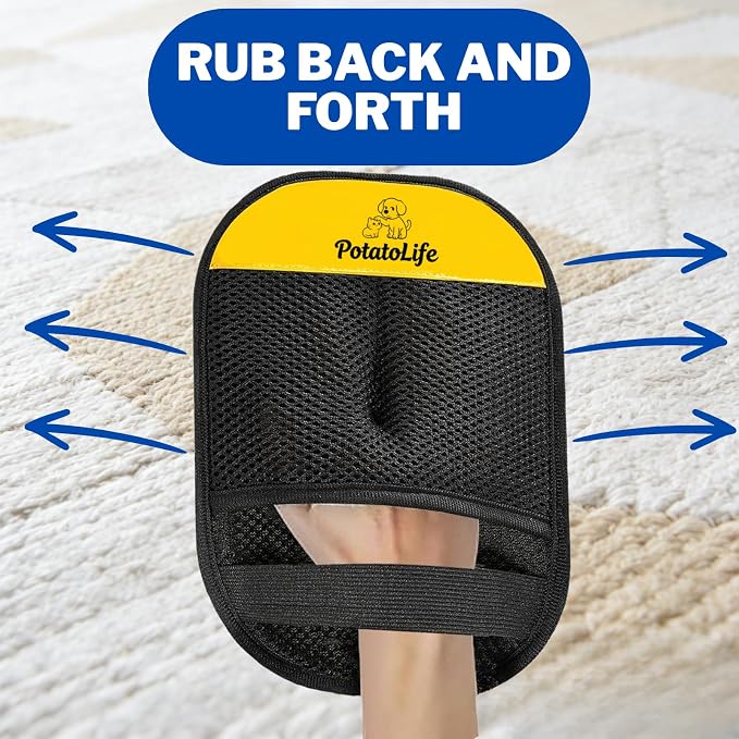 PotatoLife Pet Hair Removal Glove Upgraded Reusable Electrostatic Washable Fur Remover for Dogs Cats, Grooming Mitt for Couch, Sofa, Furniture, Carpet, Clothing and Car Seat, Large, 1PCS