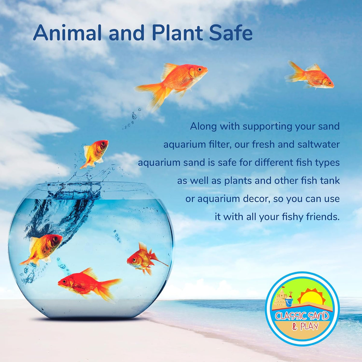 CLASSIC SAND & PLAY Natural Aquarium Sand for Freshwater and Saltwater Tanks, 20 lb. Bag, Improves Filter Life and Filtration Process, Pre-Washed Fine Sand, Green