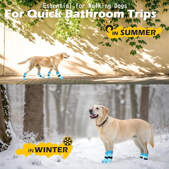 EXPAWLORER 6Pcs Anti Slip Dog Socks to Prevent Licking Paws, Dog Shoes for Hot Pavement Double Sides Dog Boots & Paw Protectors Booties for Hardwood Floors with Grip Small Medium Large Senior Dogs, M