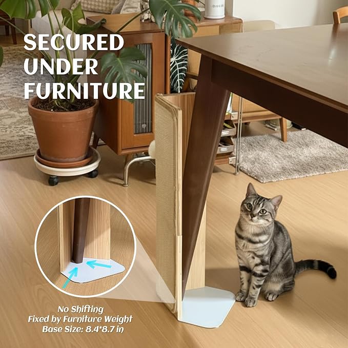 PETKARAY 27.9'' Cat Scratching Post for Couch Corner, Furniture Protector | Under-Furniture Cat Scratcher, Natural Sisal Scratch Pad, Anti Scratch Couch Protector for Indoor Cats with Toy Ball