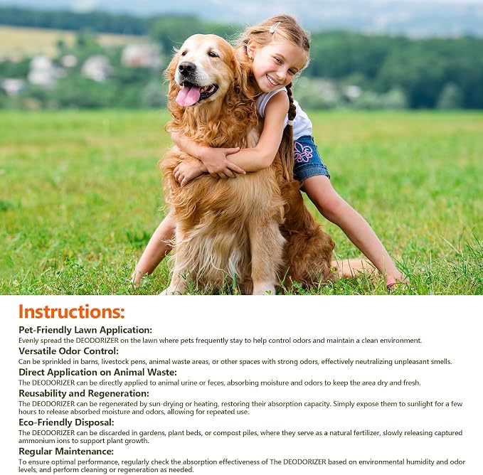 Backyard Deodorizer,10 lbs Yard Odor Eliminator,Eliminates Stool and Urine Odor on Potty Patches,Artificial Turf,Grass,Lawns,Patios,Concrete&Playgrounds-Cat Litter Box Odor Eliminator & Freshener