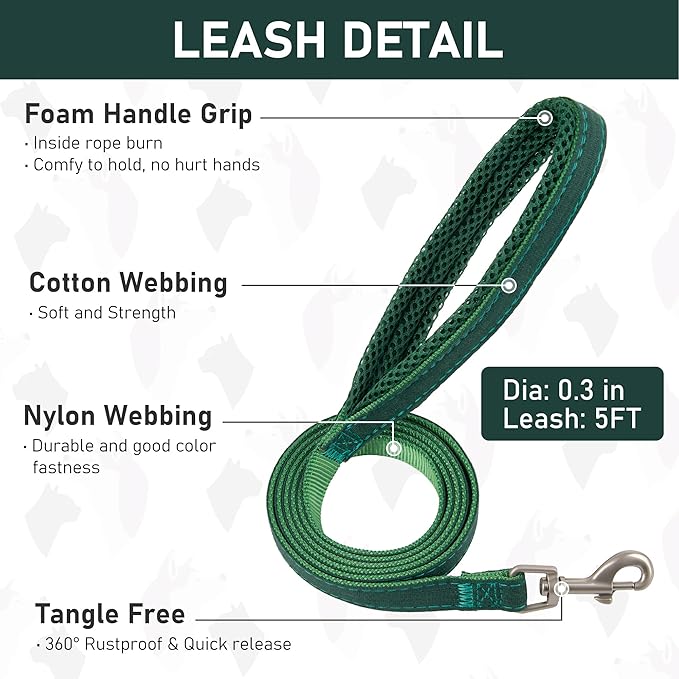 GAMUDA Small Pet Harness Collar and Leash Set, Step in No Chock No Pull Linen Fabric Soft Mesh Dog Vest Harnesses Reflective for Dogs Puppy Cats Kitten Rabbit (Green, XL)