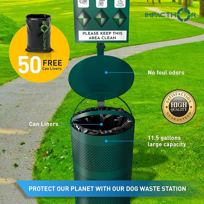 Dog Waste Station Outdoor Pet Waste Station- Desing With 4 Holes And 800 Dog Poop Bags, 50 Waste Can Liners, 3 Poop Bag Holders & 2 Set Of Keys, For Commercial Use, Parks, Condos & HOA