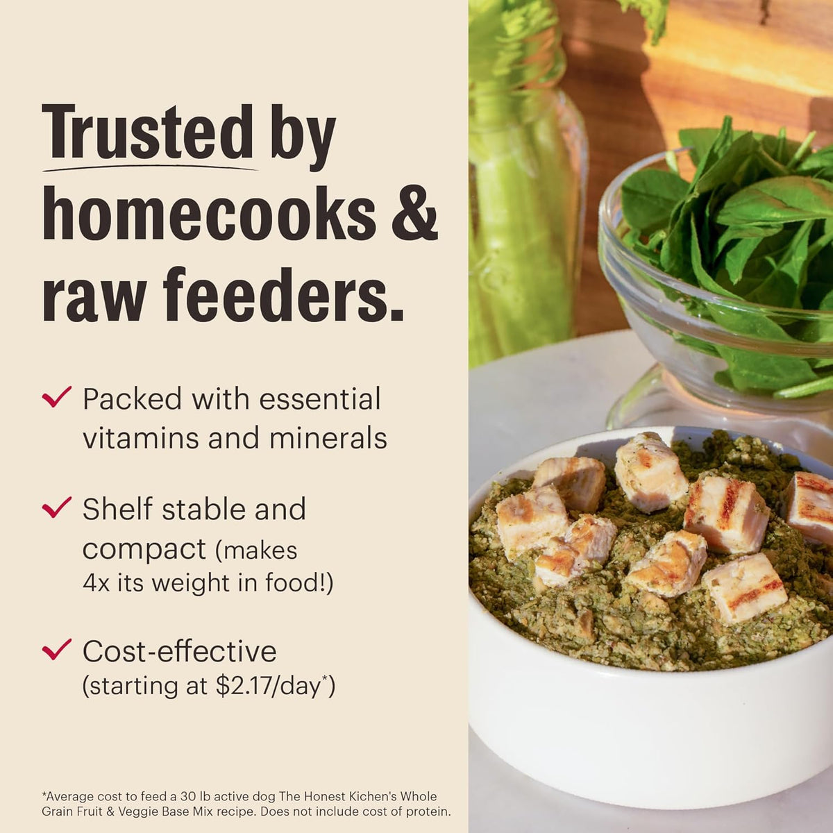 The Honest Kitchen Dehydrated Grain Free Fruit & Veggie Base Mix Dog Food (Just Add Protein), 3 lb Box